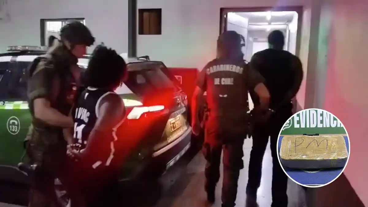 Carabineros de Estación Central detuvo a una pareja de extranjeros con 1 kilo de pasta base y cocaína